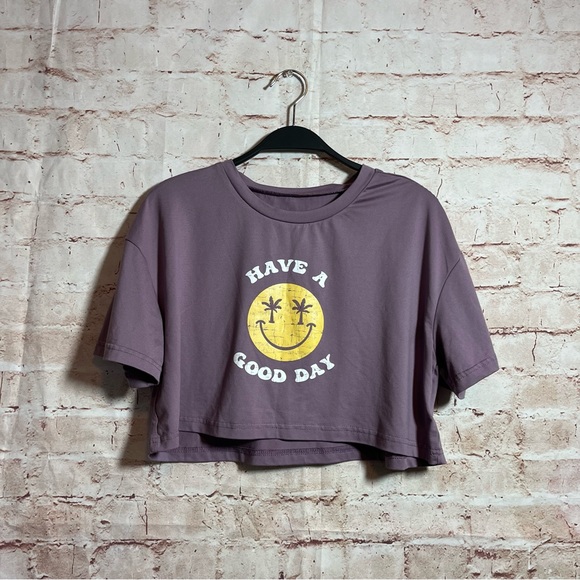 Have a nice day Purple short sleeve cropped T-shirt size small - Picture 2 of 5